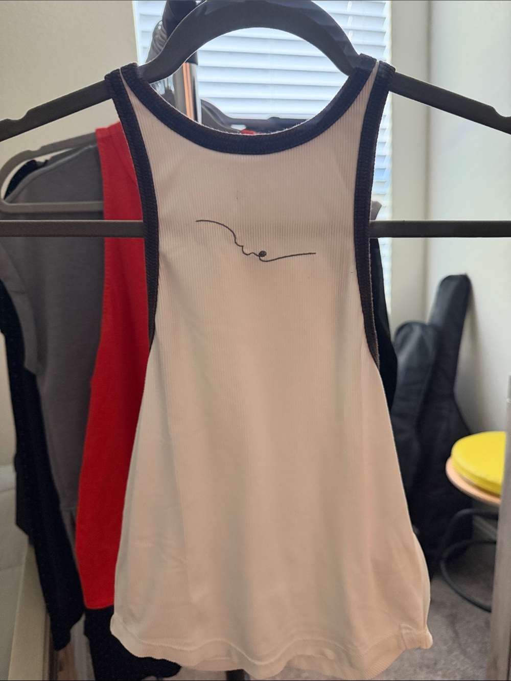 We the Free White Racerback Swim Top with Navy Trim
